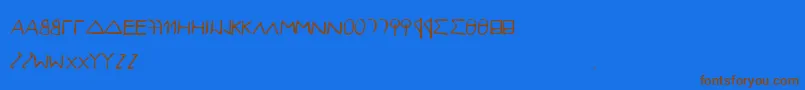フォントEfontlutionPart2 – 茶色の文字が青い背景にあります。