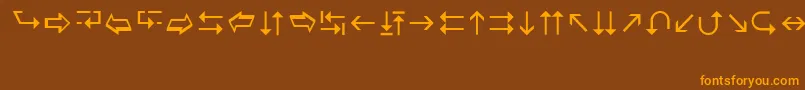 フォントWingdng3 – オレンジ色の文字が茶色の背景にあります。