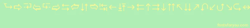 フォントWingdng3 – 黄色の文字が緑の背景にあります