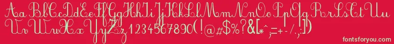 Plumbae Font – Green Fonts on Red Background