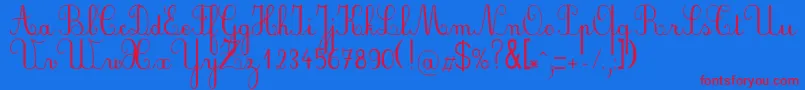 Plumbae Font – Red Fonts on Blue Background