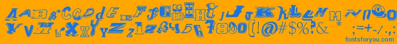 Contipopgua-Schriftart – Blaue Schriften auf orangefarbenem Hintergrund