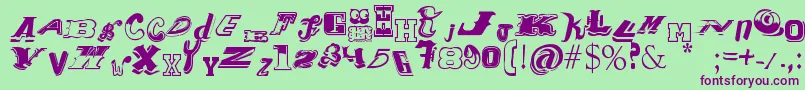 Contipopgua-Schriftart – Violette Schriften auf grünem Hintergrund
