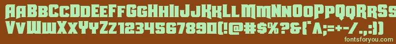 フォントUniongray – 緑色の文字が茶色の背景にあります。