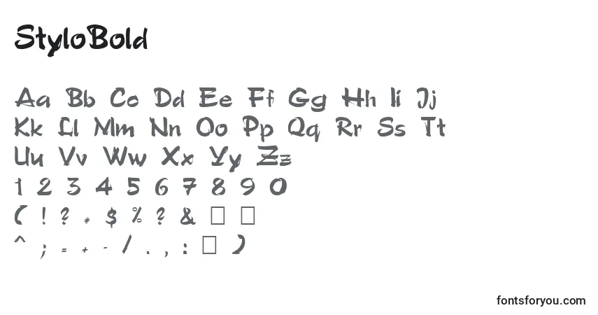 Schriftart StyloBold – Alphabet, Zahlen, spezielle Symbole