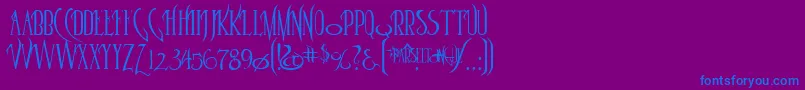 Parselto-Schriftart – Blaue Schriften auf violettem Hintergrund