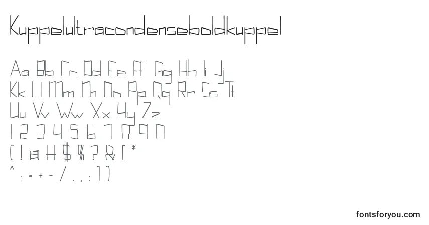 Шрифт Kuppelultracondenseboldkuppel – алфавит, цифры, специальные символы