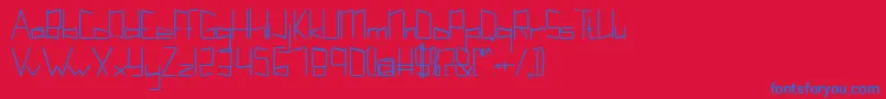 フォントKuppelultracondenseboldkuppel – 赤い背景に青い文字
