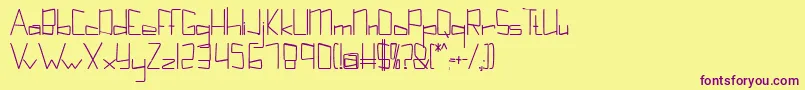 Kuppelultracondenseboldkuppel Font – Purple Fonts on Yellow Background