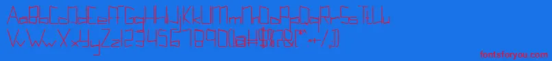 Kuppelultracondenseboldkuppel Font – Red Fonts on Blue Background