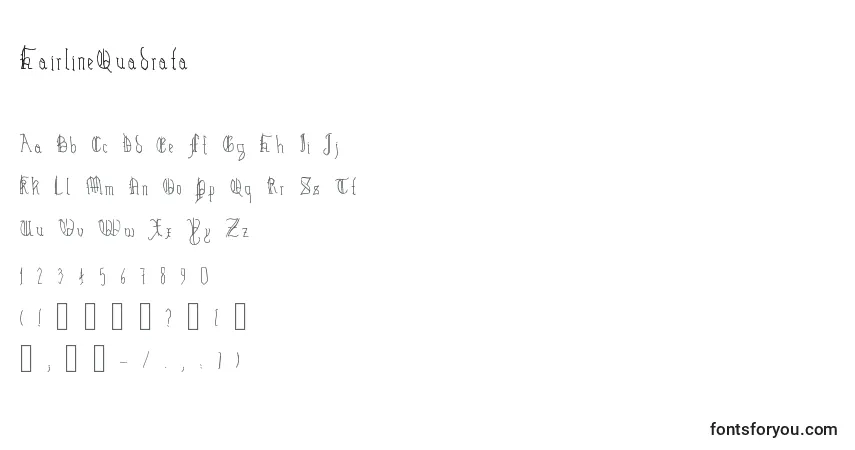 Czcionka HairlineQuadrata – alfabet, cyfry, specjalne znaki