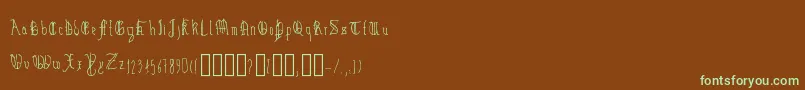 HairlineQuadrata-fontti – vihreät fontit ruskealla taustalla