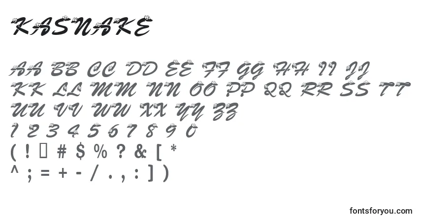 Schriftart Kasnake – Alphabet, Zahlen, spezielle Symbole