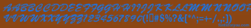 フォントKasnake – 茶色の背景に青い文字