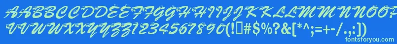 Kasnake Font – Green Fonts on Blue Background