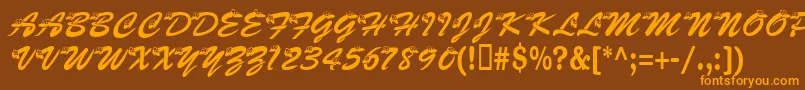 Kasnake-Schriftart – Orangefarbene Schriften auf braunem Hintergrund