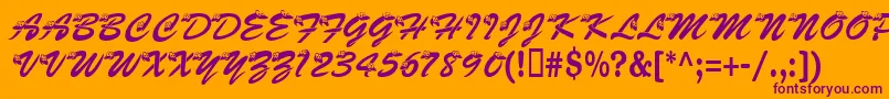 Kasnake-Schriftart – Violette Schriften auf orangefarbenem Hintergrund
