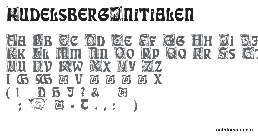 Schriftart RudelsbergInitialen – Alphabet, Zahlen, spezielle Symbole