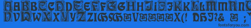 RudelsbergInitialen-Schriftart – Schwarze Schriften auf blauem Hintergrund