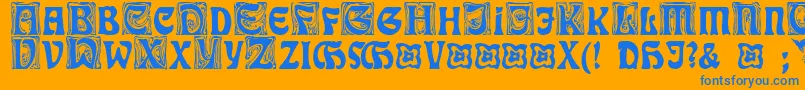 RudelsbergInitialen Font – Blue Fonts on Orange Background
