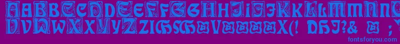 Шрифт RudelsbergInitialen – синие шрифты на фиолетовом фоне