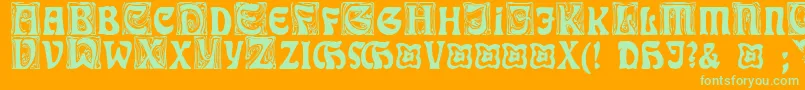 RudelsbergInitialen Font – Green Fonts on Orange Background