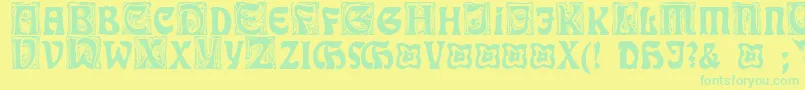 RudelsbergInitialen Font – Green Fonts on Yellow Background