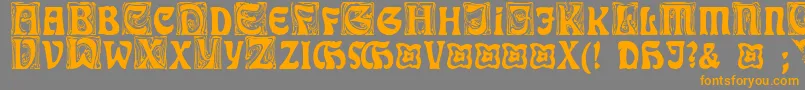 フォントRudelsbergInitialen – オレンジの文字は灰色の背景にあります。