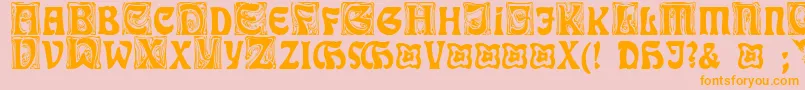 RudelsbergInitialen-Schriftart – Orangefarbene Schriften auf rosa Hintergrund