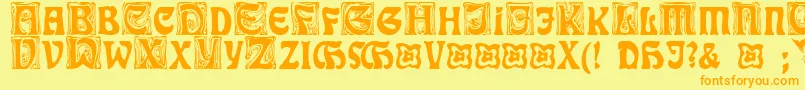 RudelsbergInitialen Font – Orange Fonts on Yellow Background