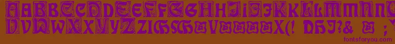 RudelsbergInitialen-Schriftart – Violette Schriften auf braunem Hintergrund