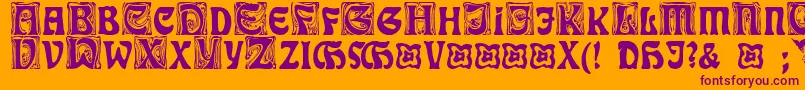 RudelsbergInitialen Font – Purple Fonts on Orange Background