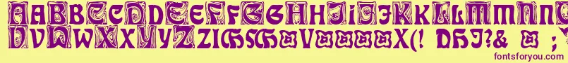 RudelsbergInitialen Font – Purple Fonts on Yellow Background