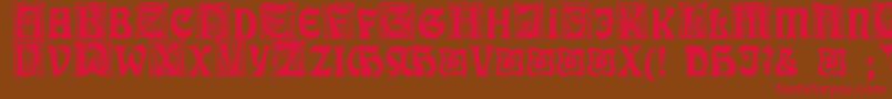 RudelsbergInitialen-fontti – punaiset fontit ruskealla taustalla