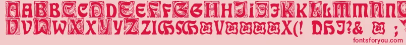 RudelsbergInitialen Font – Red Fonts on Pink Background
