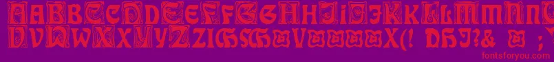 フォントRudelsbergInitialen – 紫の背景に赤い文字