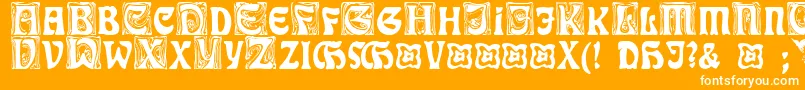 RudelsbergInitialen-Schriftart – Weiße Schriften auf orangefarbenem Hintergrund