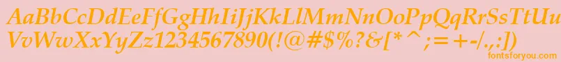 ZapfCalligraphic801BoldItalicBt Font – Orange Fonts on Pink Background