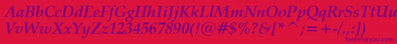 Czcionka ZapfCalligraphic801BoldItalicBt – fioletowe czcionki na czerwonym tle