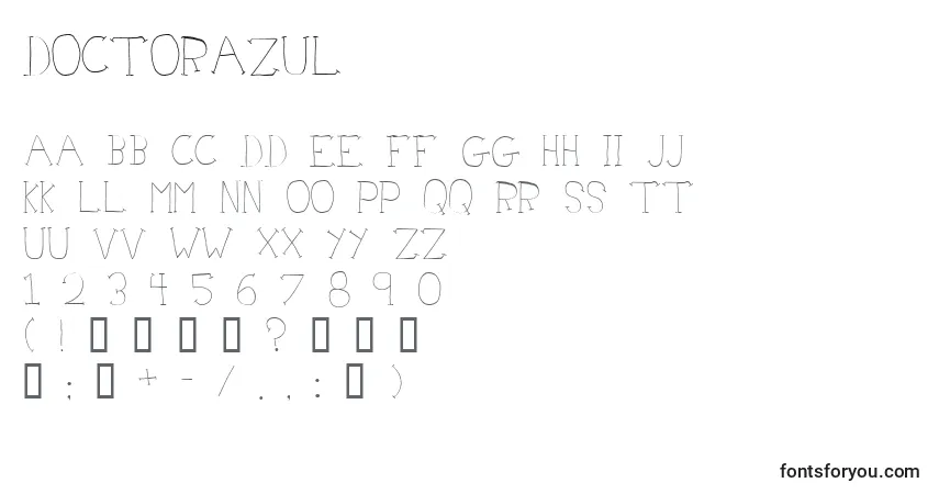 Czcionka DoctorAzul – alfabet, cyfry, specjalne znaki