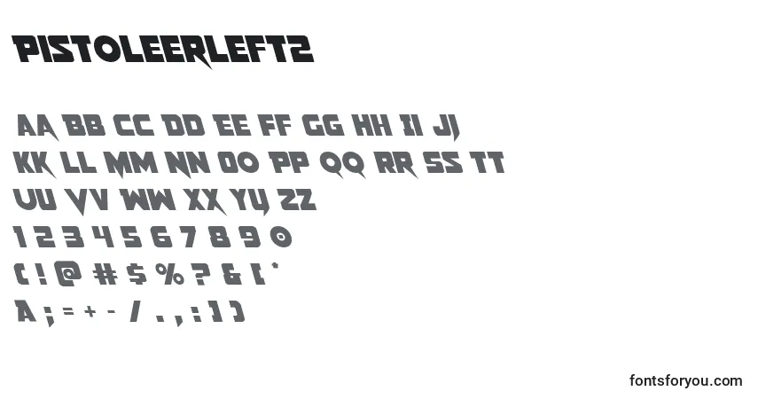 A fonte Pistoleerleft2 – alfabeto, números, caracteres especiais