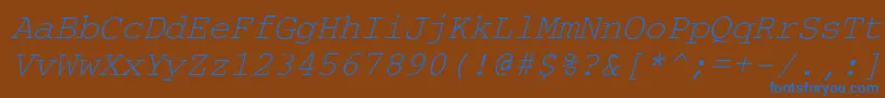 フォントCourdli – 茶色の背景に青い文字