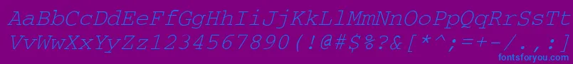 フォントCourdli – 紫色の背景に青い文字