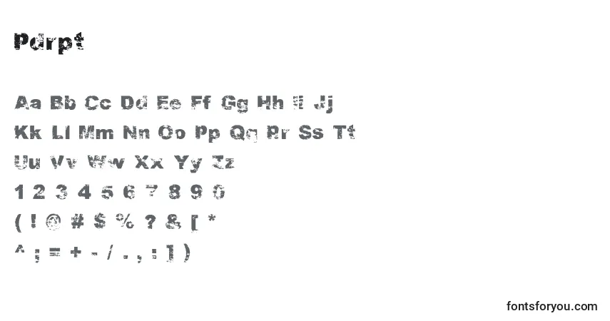 Schriftart Pdrpt – Alphabet, Zahlen, spezielle Symbole