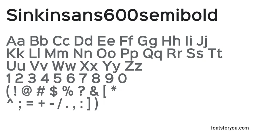 Шрифт Sinkinsans600semibold – алфавит, цифры, специальные символы