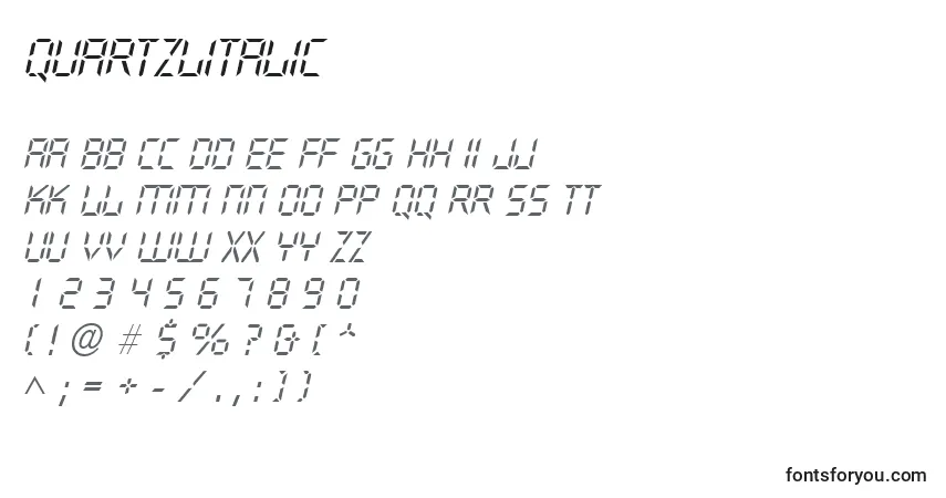 Шрифт QuartzlItalic – алфавит, цифры, специальные символы