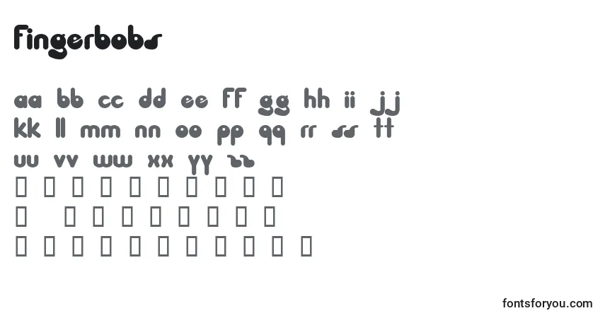 A fonte Fingerbobs – alfabeto, números, caracteres especiais