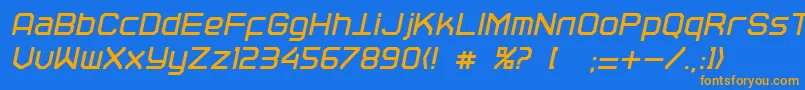 フォントTraceri – オレンジ色の文字が青い背景にあります。