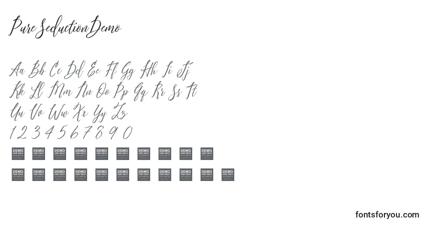 Schriftart PureSeductionDemo – Alphabet, Zahlen, spezielle Symbole
