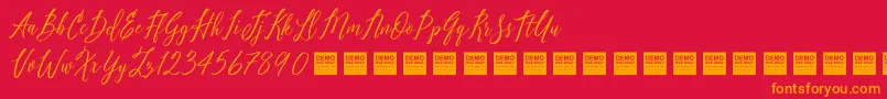 PureSeductionDemo Font – Orange Fonts on Red Background